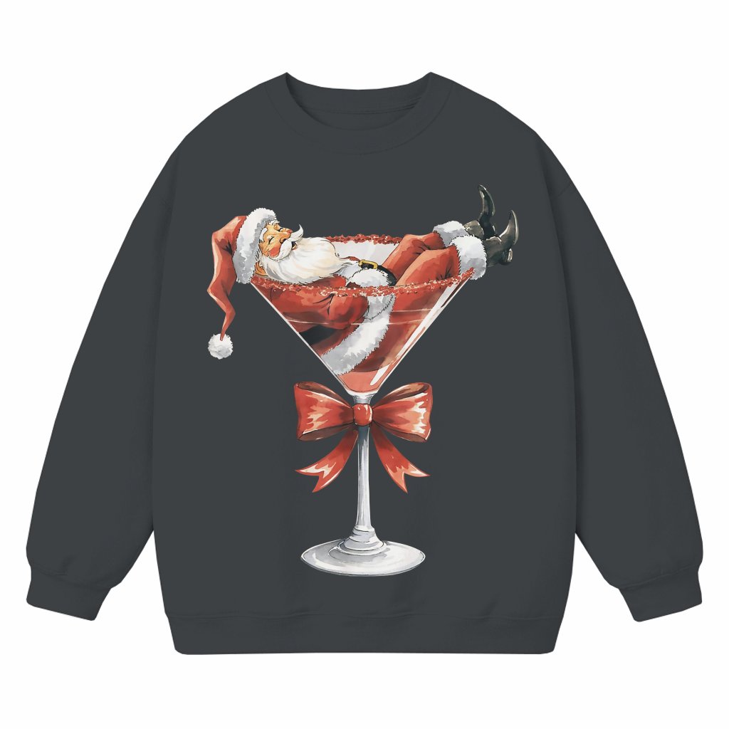 Santa Martini Sweatshirt – Christmas Funny Gift for Women - front view