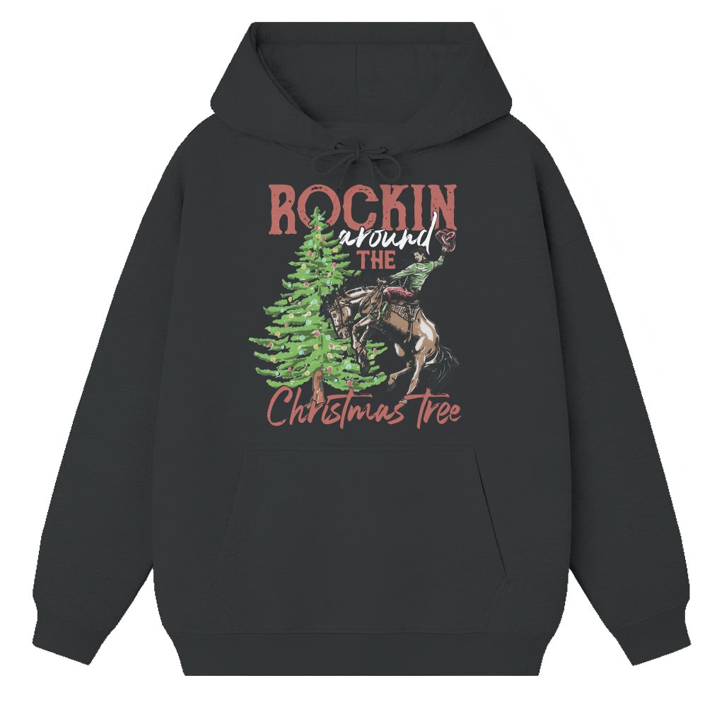 Vintage Rockin Christmas Tree Hoodie – Christmas Gift Retro Country Style - front view