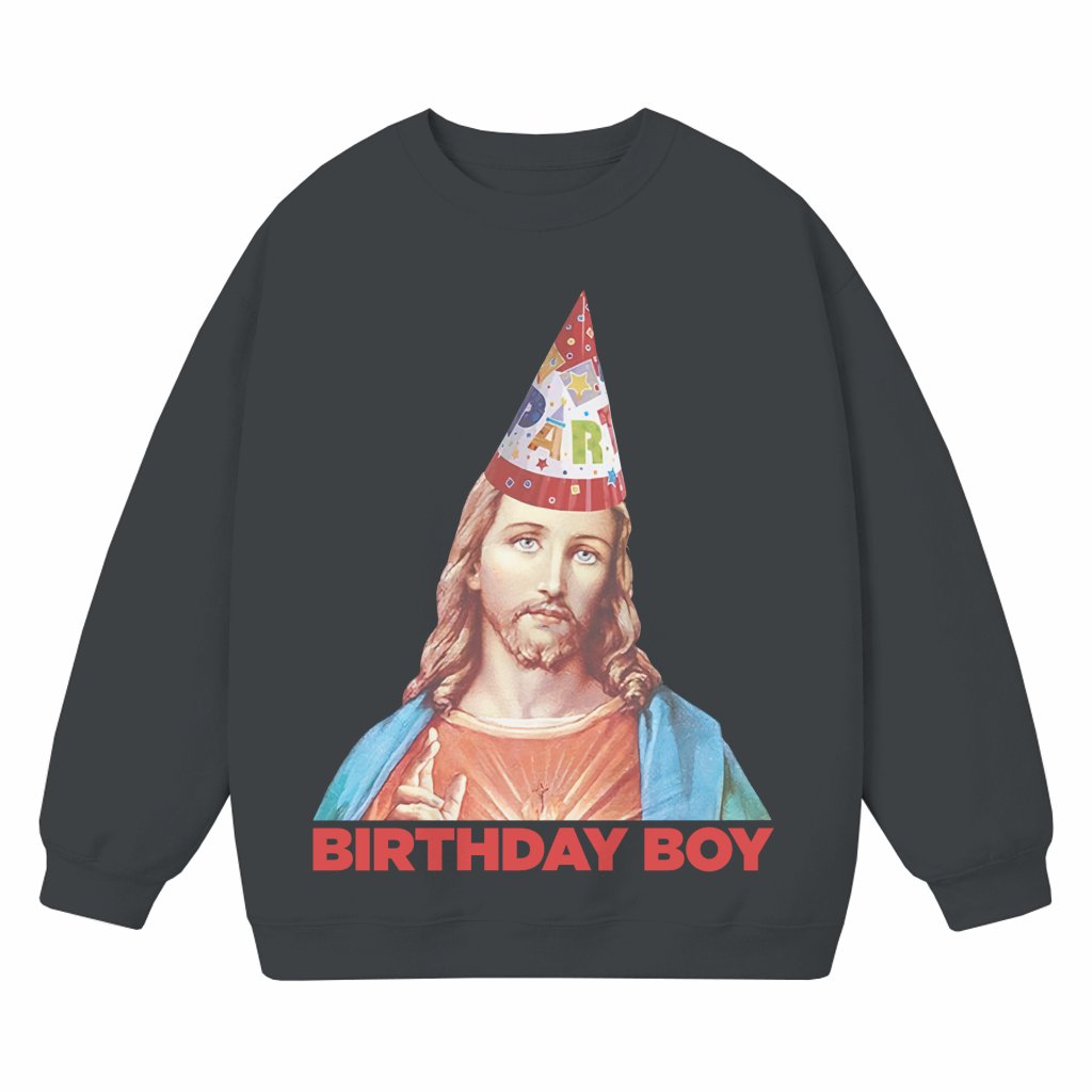 Funny Jesus Birthday Boy Sweatshirt – Christmas Gift for Boy Trendy - front view