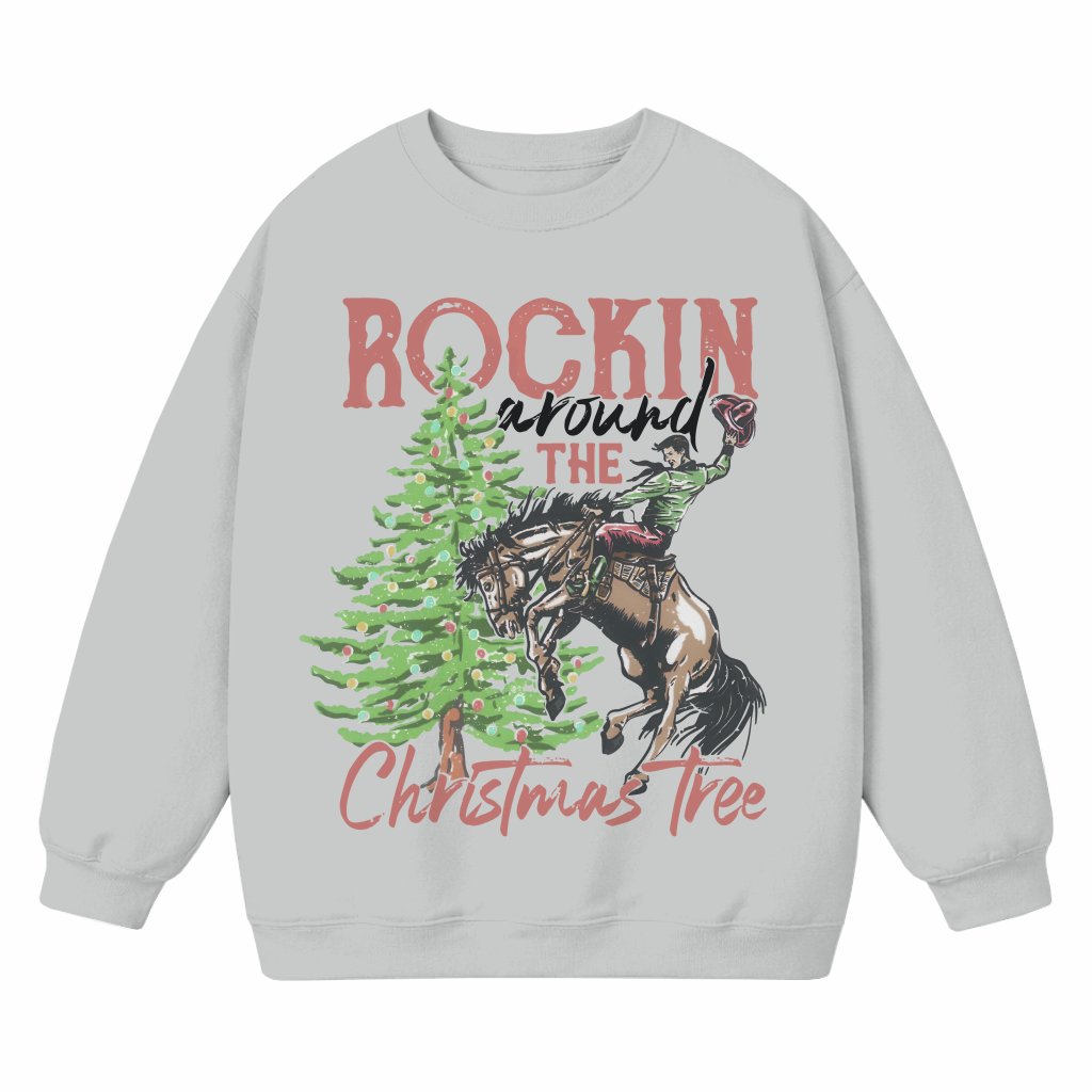 Rockin Around The Christmas Tree Cowboy Sweatshirt – Christmas Gift Funny Western - front view
