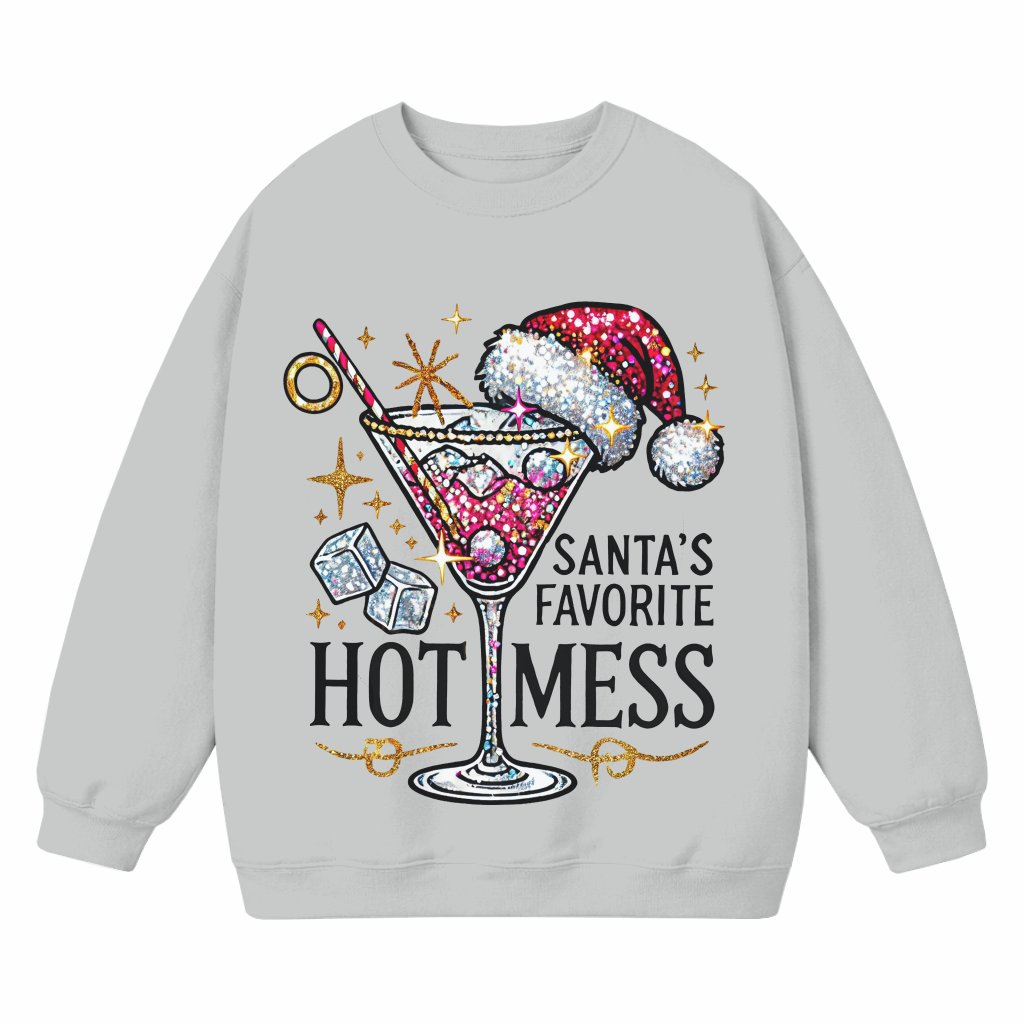 Funny Santa's Favorite Hot Mess Sweatshirt – Christmas Gift - front view