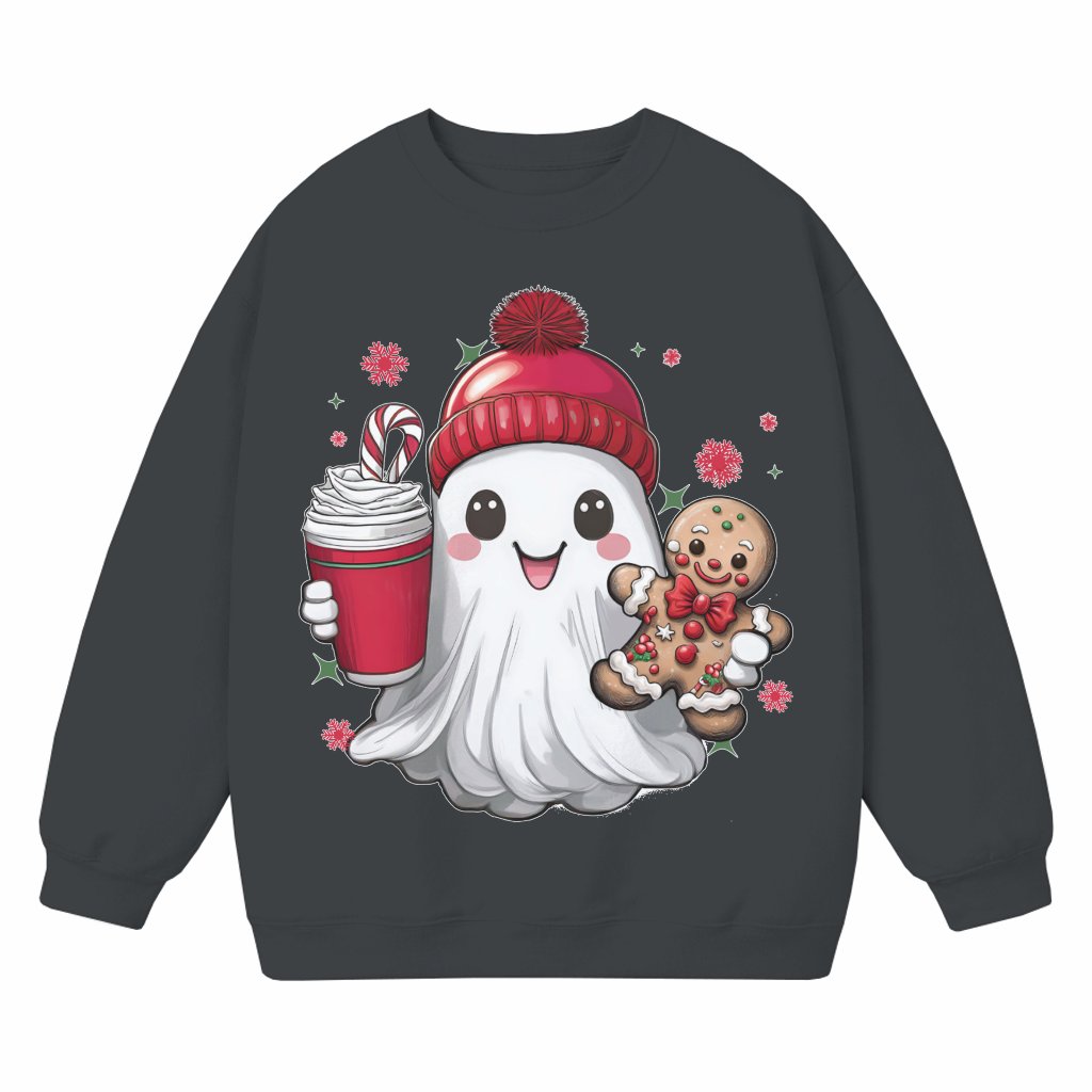 Cute Christmas Ghost Sweatshirt – Christmas Gift for Her Boojee Iced Coffee Style - front view