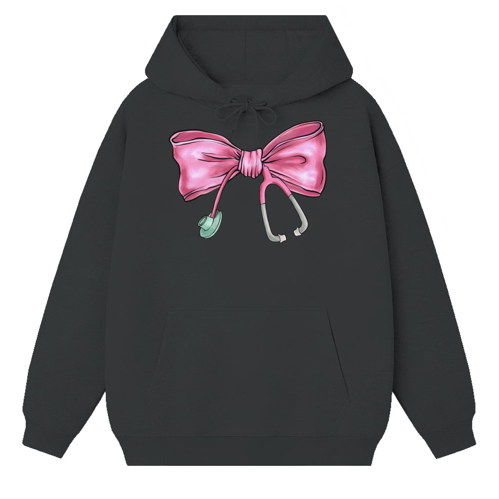 Nurse Stethoscope Bow Hoodie – Christmas Gift for Nurse Cute Pink - front view