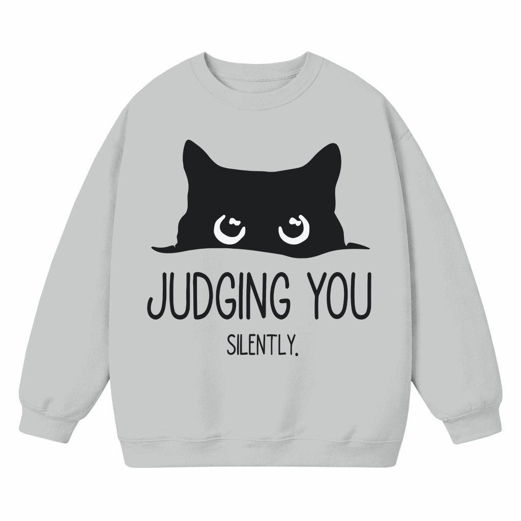 Funny Black Cat Judging You Silently Sweatshirt – Gift for Cat Mom - front view