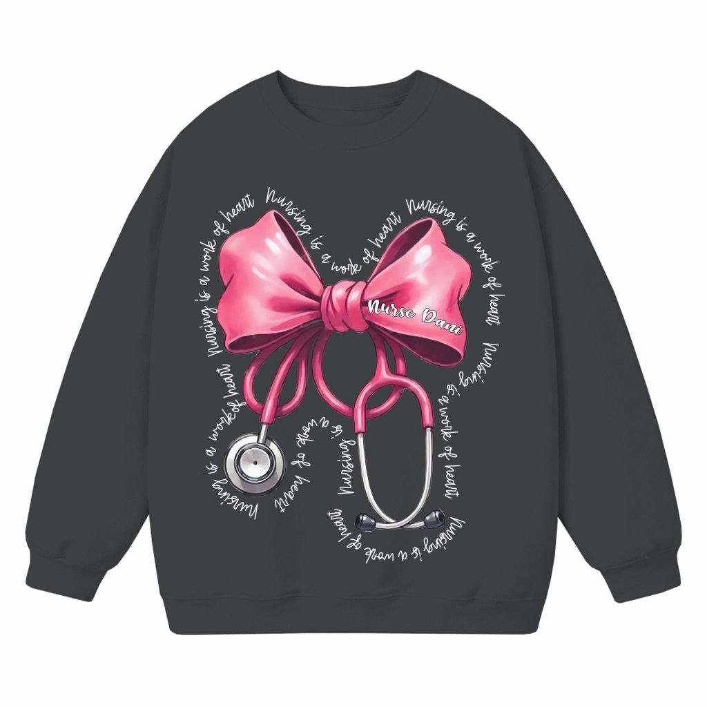 Personalized Coquette Nurse Sweatshirt – Christmas Gift for Nurse - front view