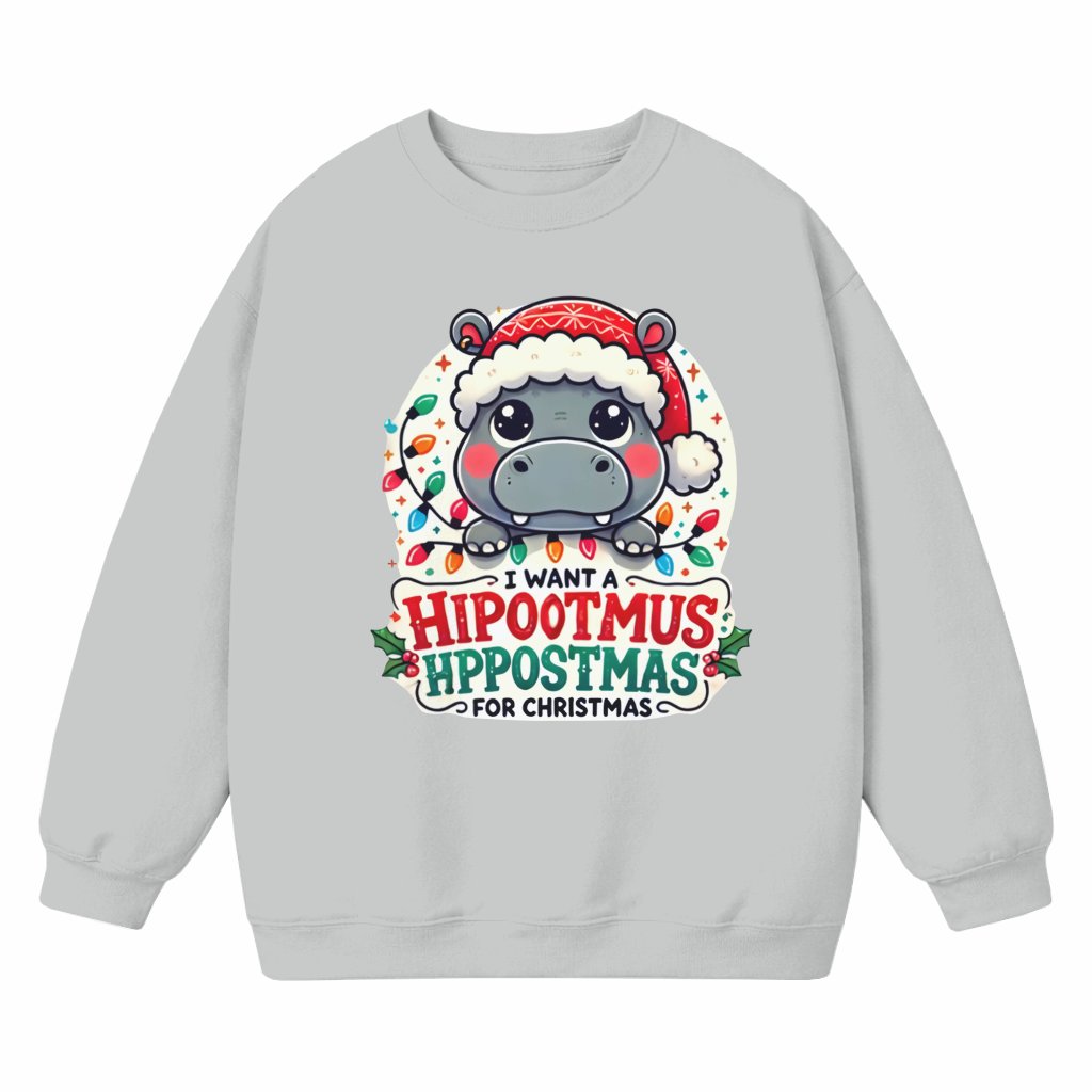Funny Hippopotamus Sweatshirt – Christmas Gift Cute Graphic - front view