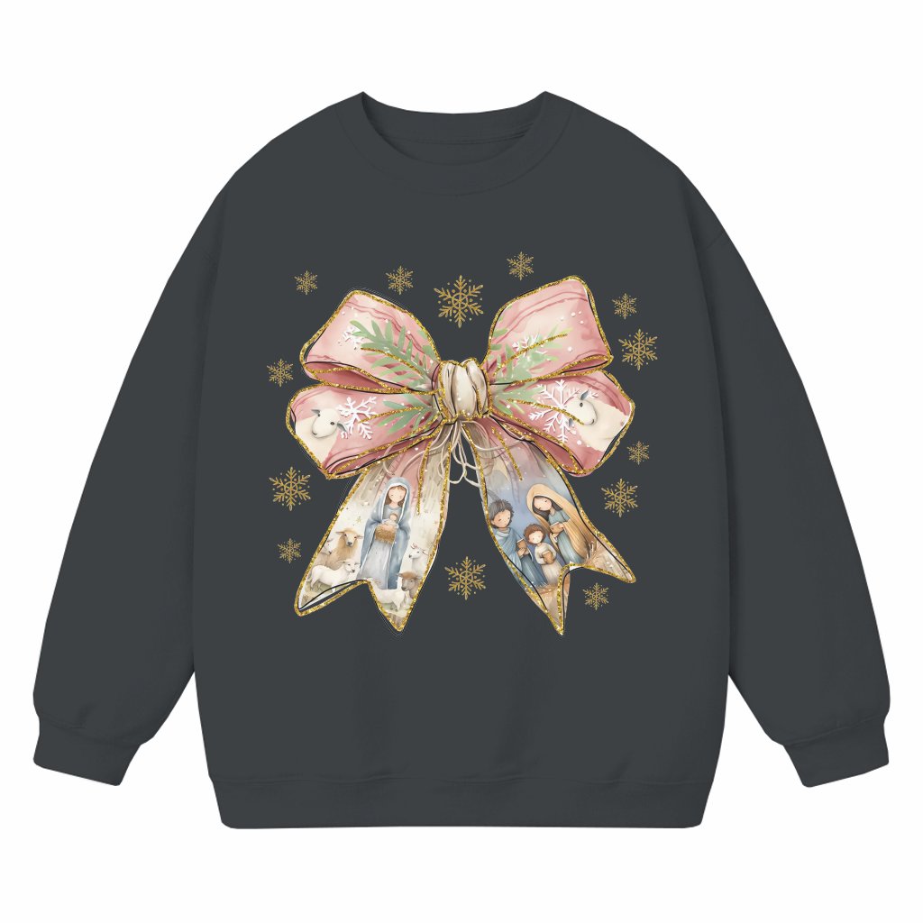 Jesus Coquette Bow Sweatshirt – Christmas Gift for Women Christian - front view