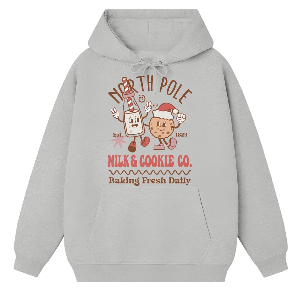 North Pole Milks & Cookie Co Hoodie – Christmas Gift Cute - front view