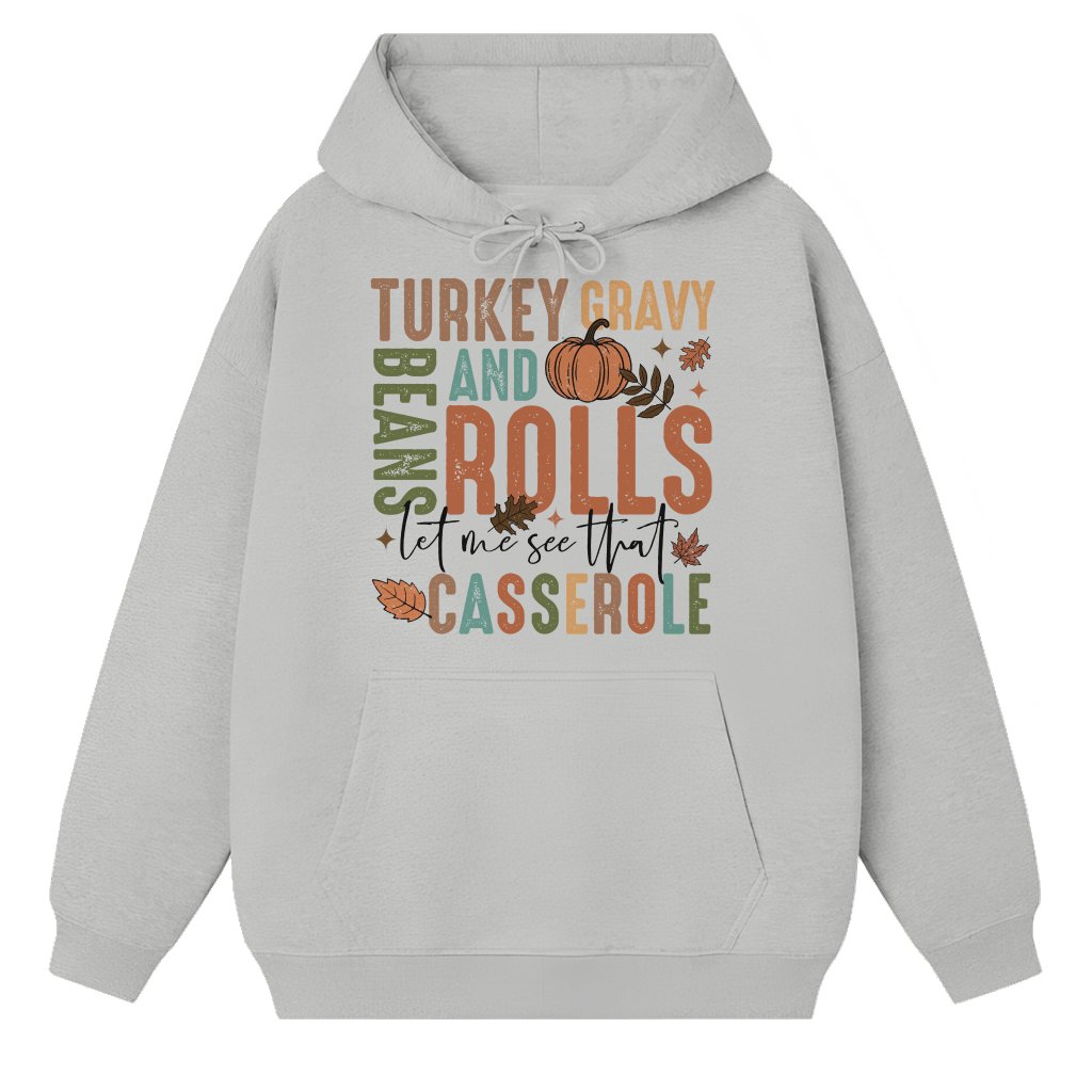 Thankful Turkey Beans Rolls Hoodie – Thanksgiving Gift Fall Funny - front view