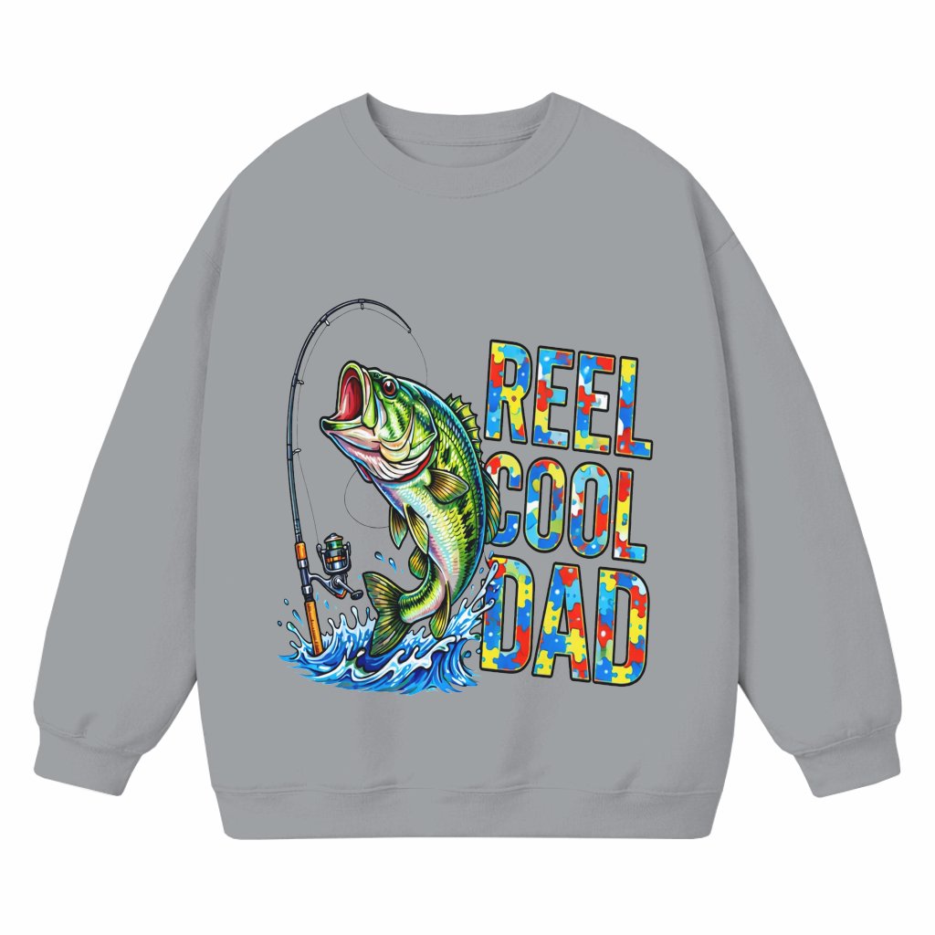 Reel Cool Dad Fishing Sweatshirt – Autism Awareness Father's Day Gift for Dad - front view