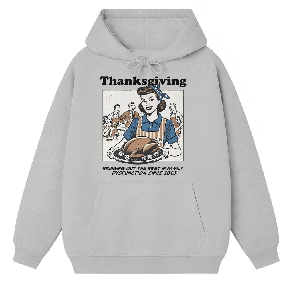 Funny Retro Hoodie – Thanksgiving Gift Happy Fall - front view