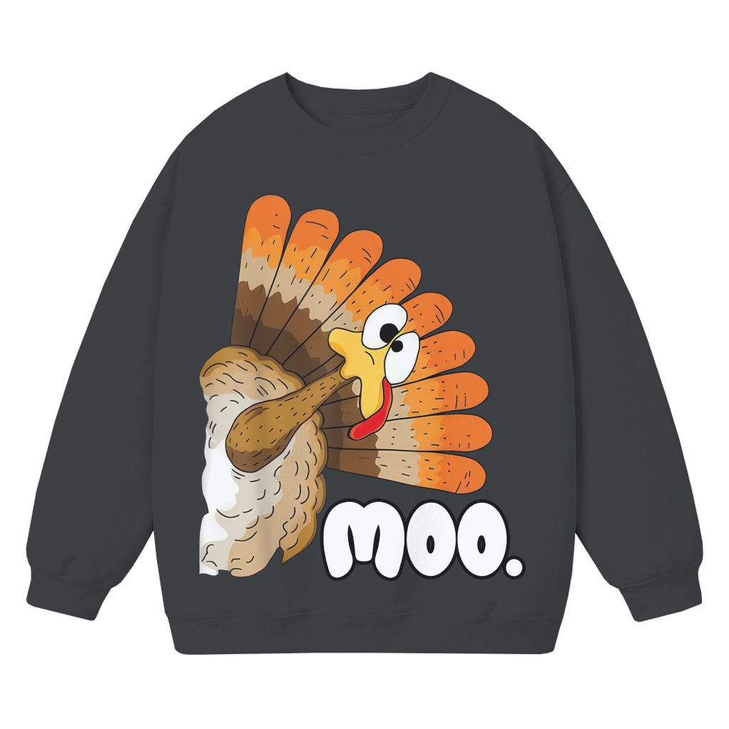 Funny Vintage Moo Turkey Sweatshirt – Thanksgiving Gift for Men Women - front view