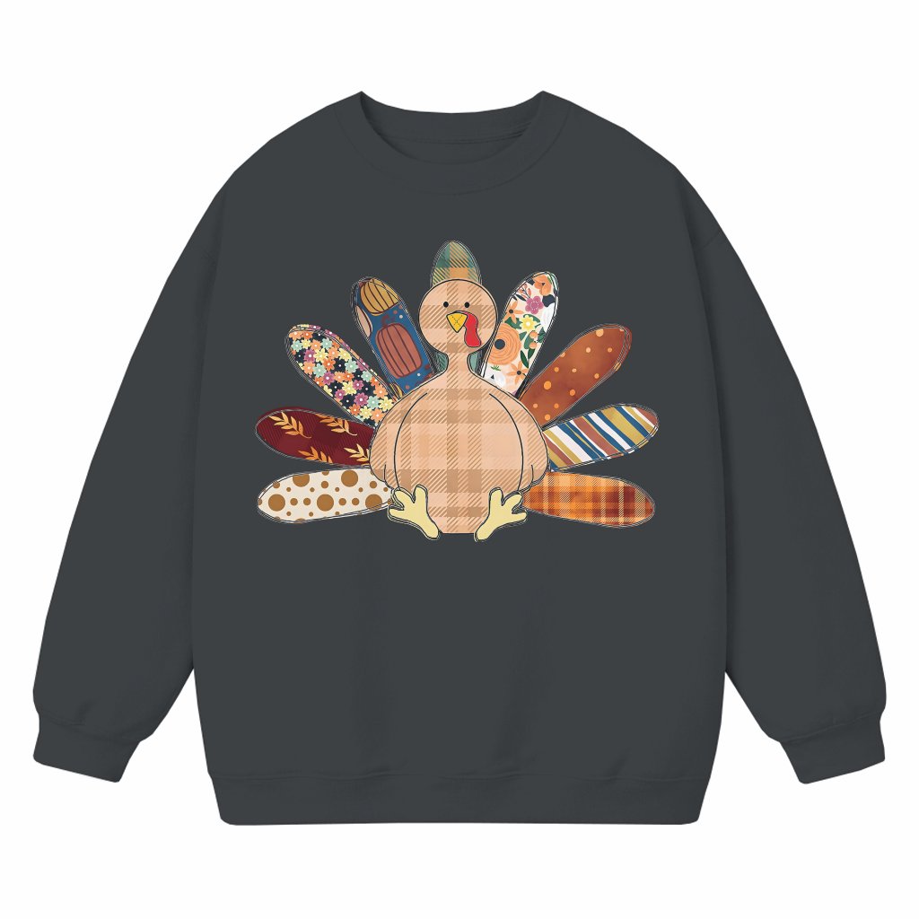 Turkey Sweatshirt Thanksgiving – Patchwork Quilted Plus Size Gift - front view