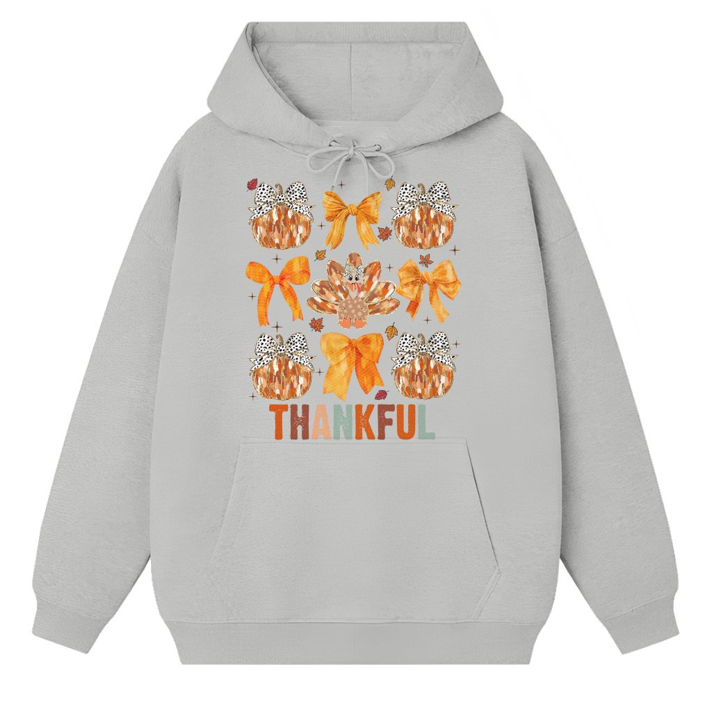 Cute Turkey Pumpkin Pie Hoodie – Thanksgiving Gift Gold Glitter - front view