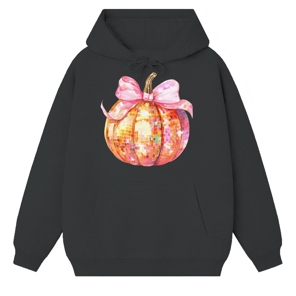Spooky Mama Pumpkin Hoodie – Halloween Gift for Mama Retro Disco Ball Coquette - front view