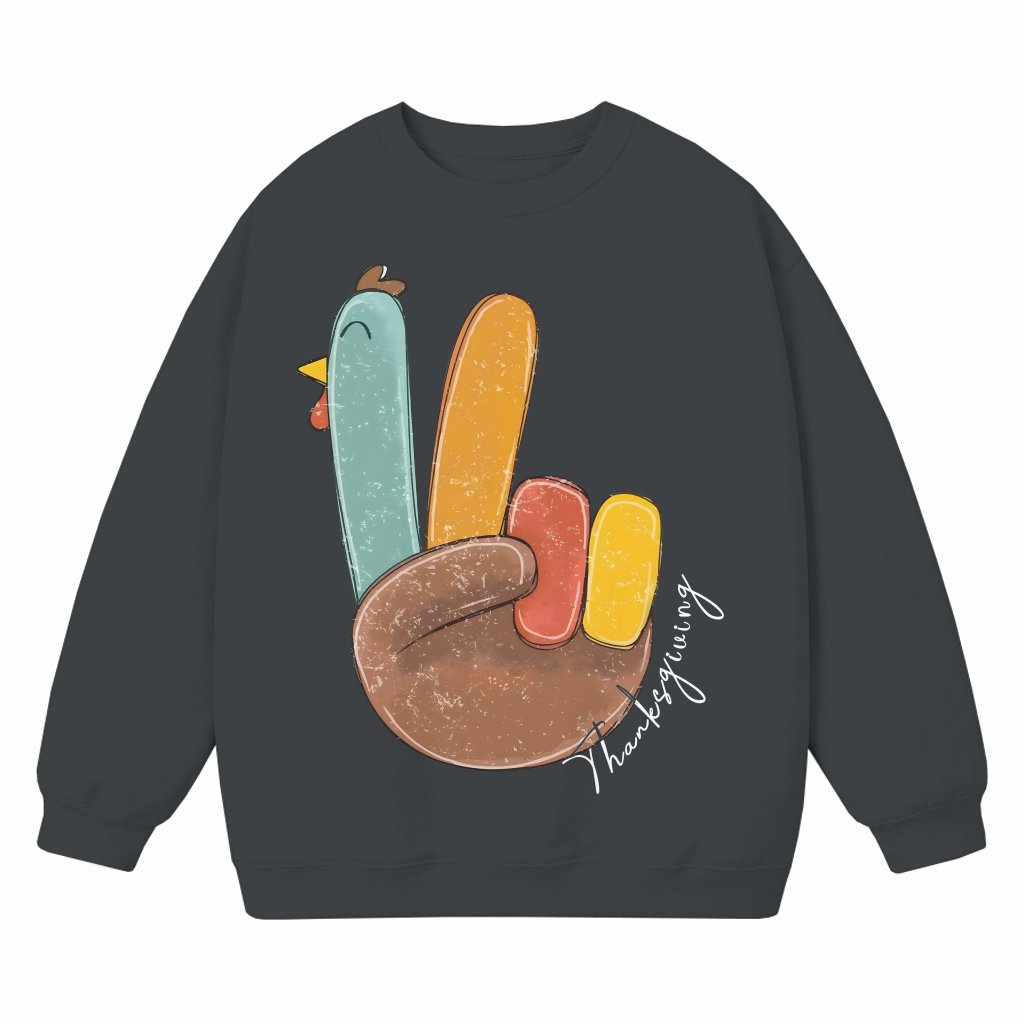 Retro Peace Sign Turkey Sweatshirt – Thanksgiving Gift Cute Fall - front view