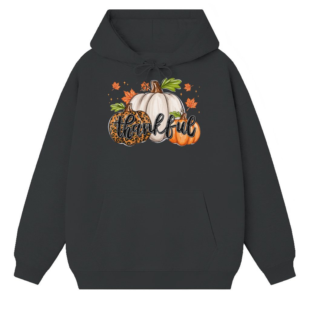 Thankful Leopard Pumpkin Hoodie – Thanksgiving Gift Cozy - front view