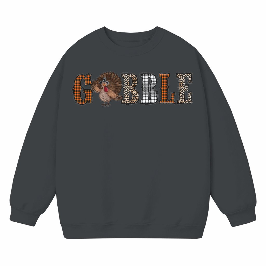 Gobble Turkey Sweatshirt – Thanksgiving Gift Funny - front view