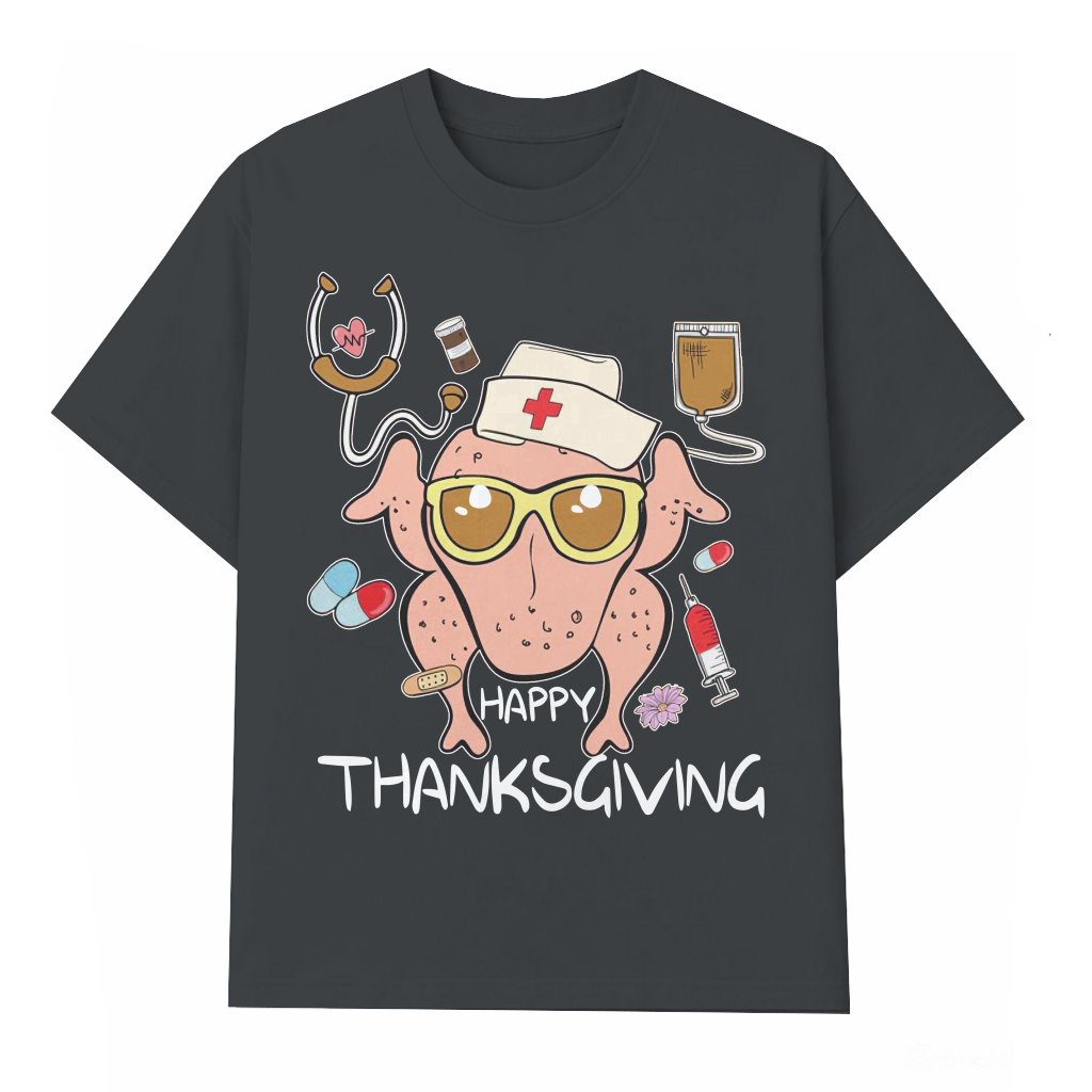 Funny Thankful Nurse T-shirt – Thanksgiving Gift for Nurse - front view