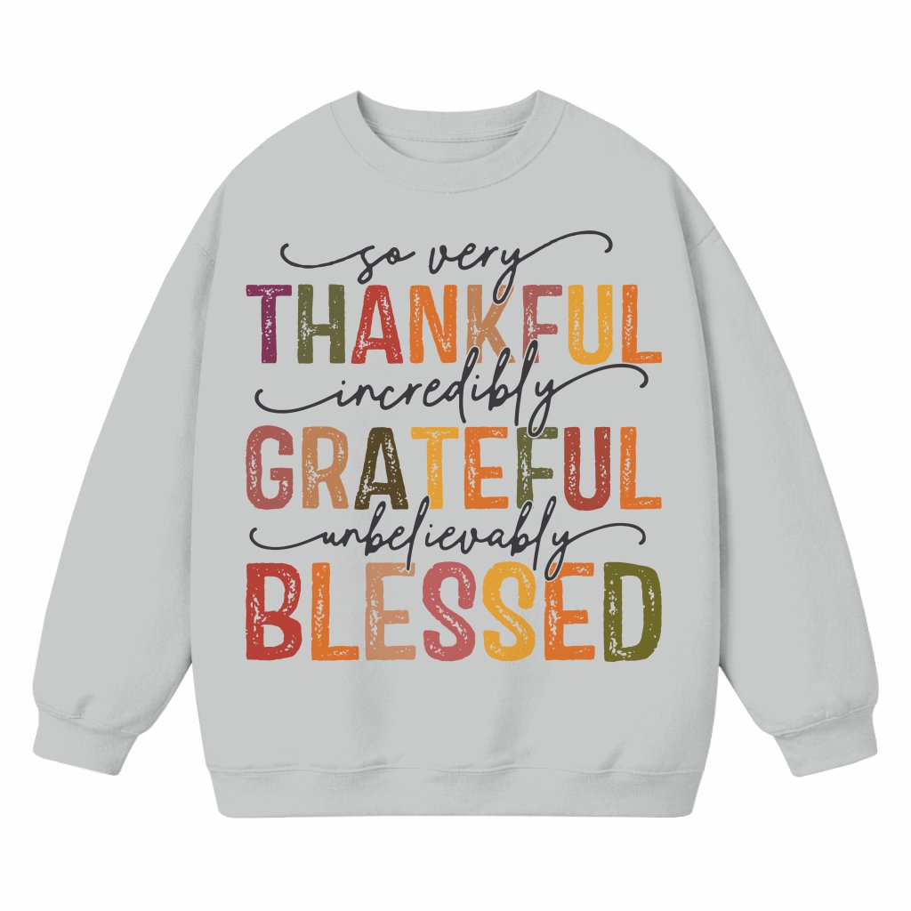 Grateful Thankful Blessed Sweatshirt – Fall Thanksgiving Gift - front view