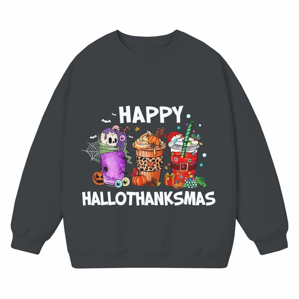 Cute Funny Drinking Gnome Sweatshirt – HalloThanksMas Gift - front view