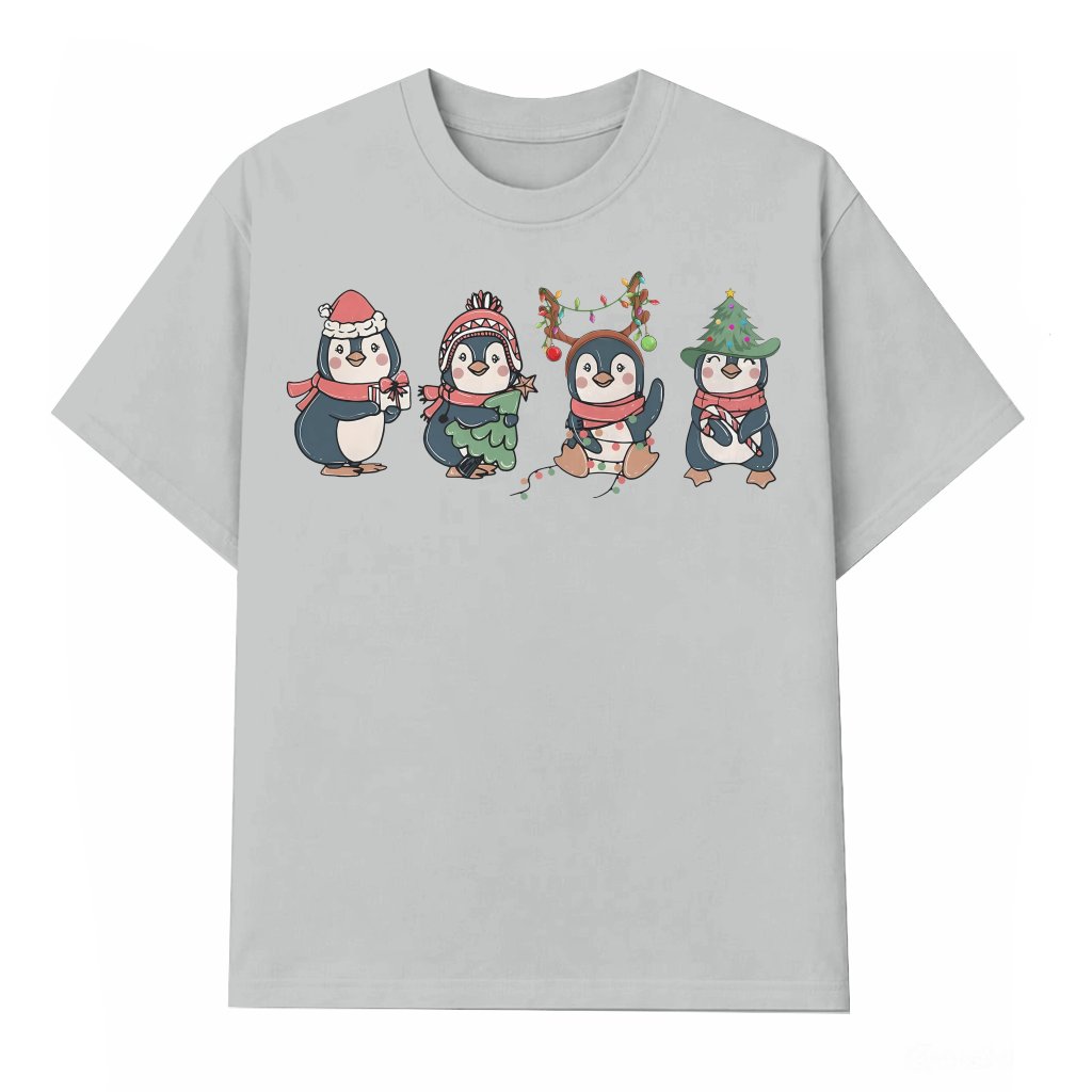 Cute Penguin T-shirt – Christmas Gift for Animal Lover Funny Xmas Lights - front view