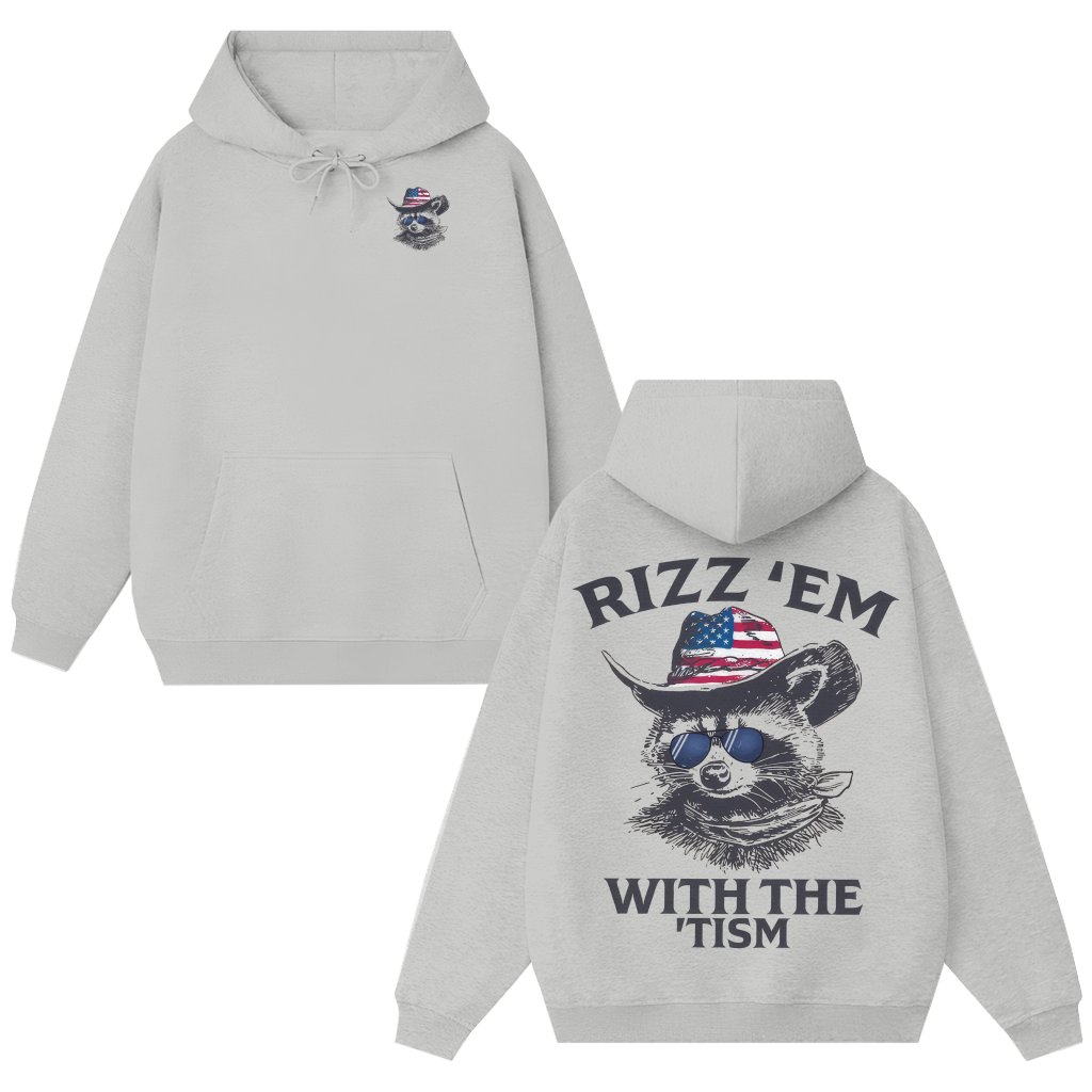 Western Raccoon Hoodie – Gift for Rodeo Fan Western Patriotic Graphic - front view