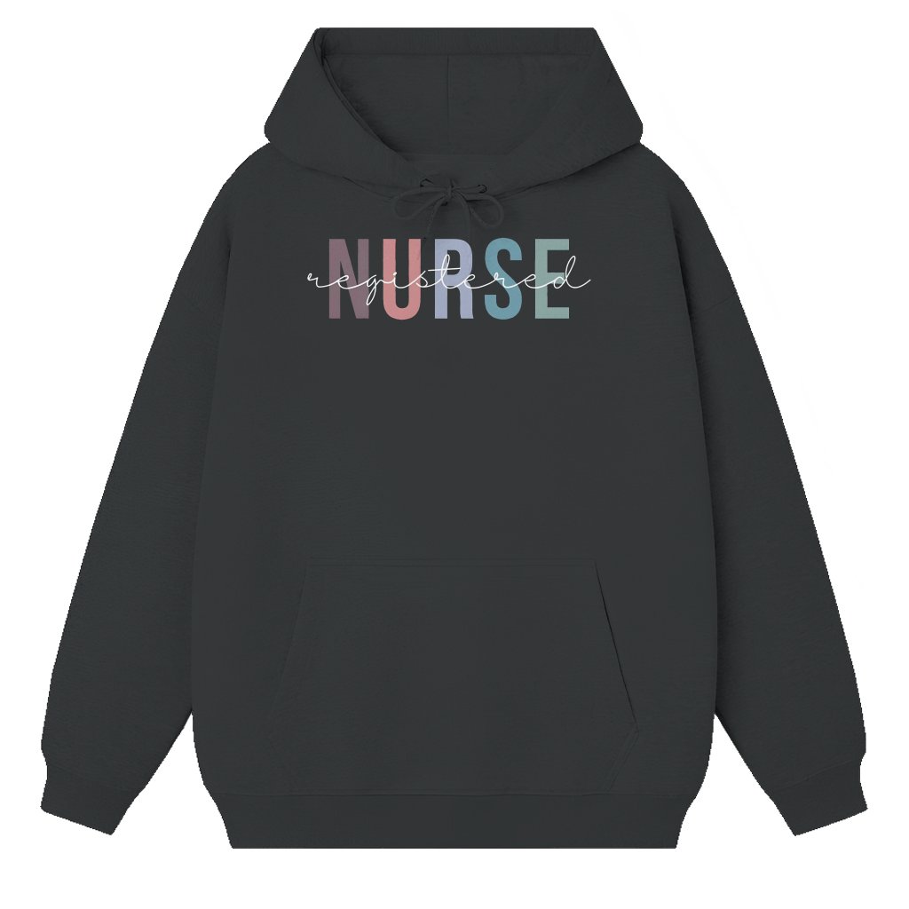 Registered Nurse Hoodie – Gift for RN Multicolor Lettering - front view