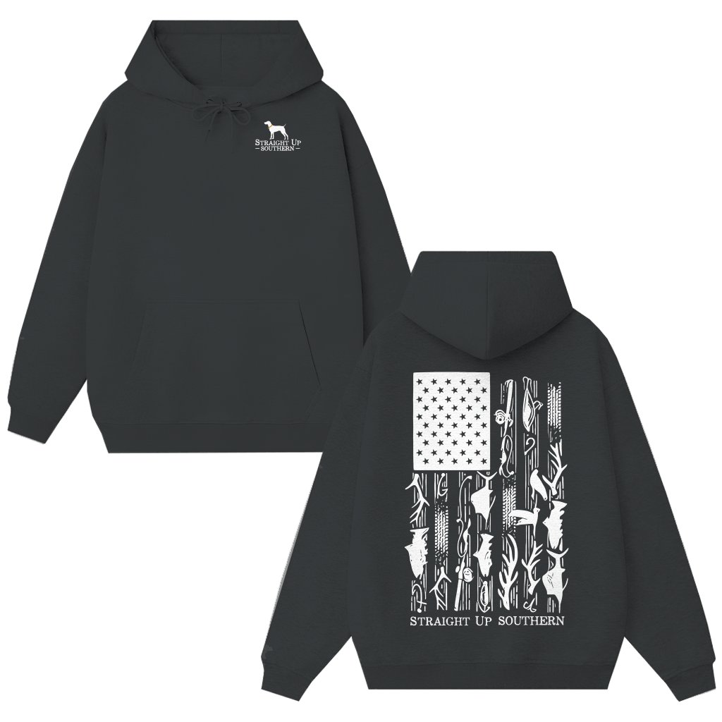 American Flag Wildlife Hoodie – Gift for Men Patriotic Outdoor - front view