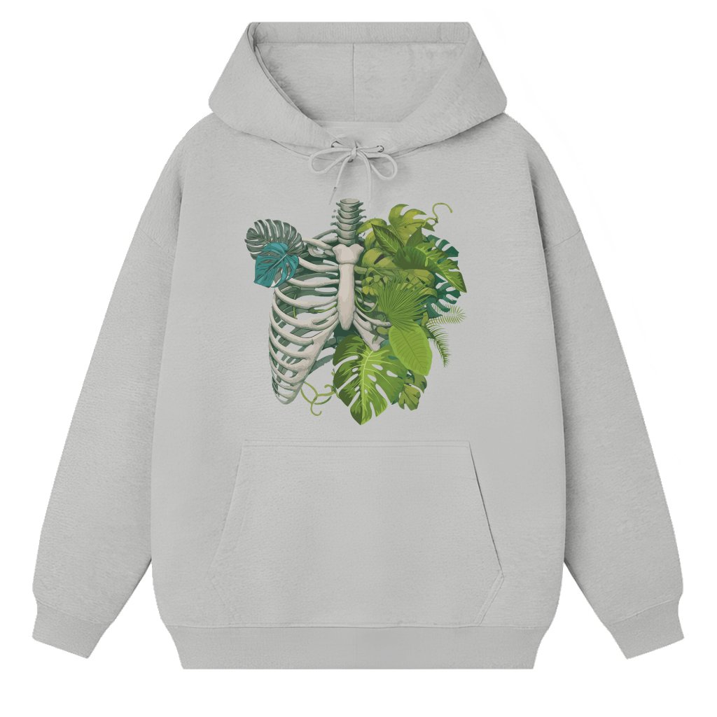 Monstera Plant Lover Hoodie – Gift for Plant Mom Skeleton Plant Body Graphic - front view