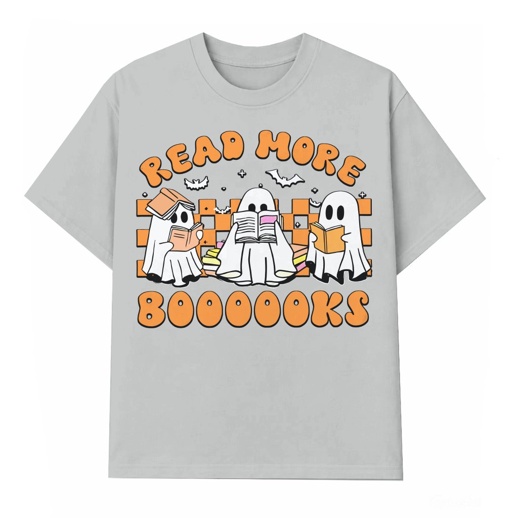 Spooky Teacher Ghost Reading Books T-shirt – Cute Halloween Gift for Teacher - front view