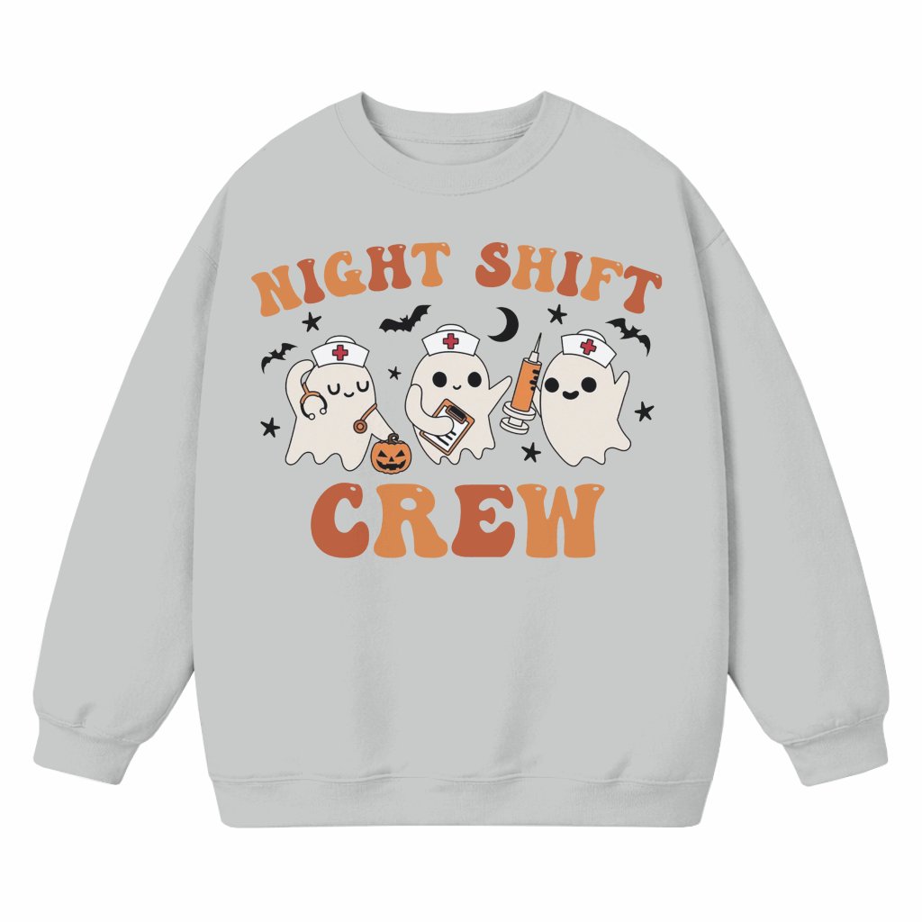 Night Shift Crew Sweatshirt – Halloween Gift for Nurse Retro Spooky - front view