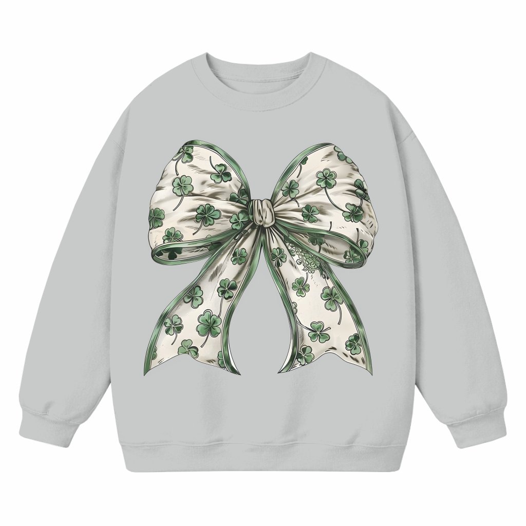Clover Bow Sweatshirt – St. Patrick's Day Irish Gift - front view