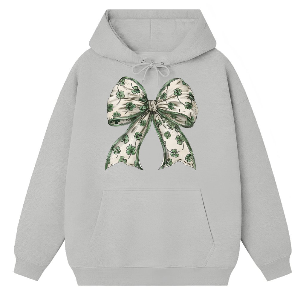 Clover Bow Hoodie – St. Patrick's Day Gift Festive Irish - front view