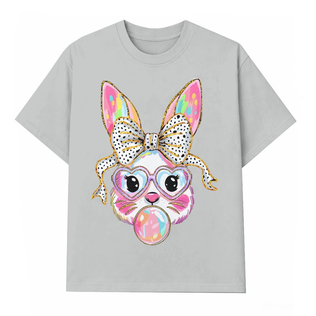 Coquette Easter Bunny T-shirt – Easter Gift for Her Cute Bow Ears - front view