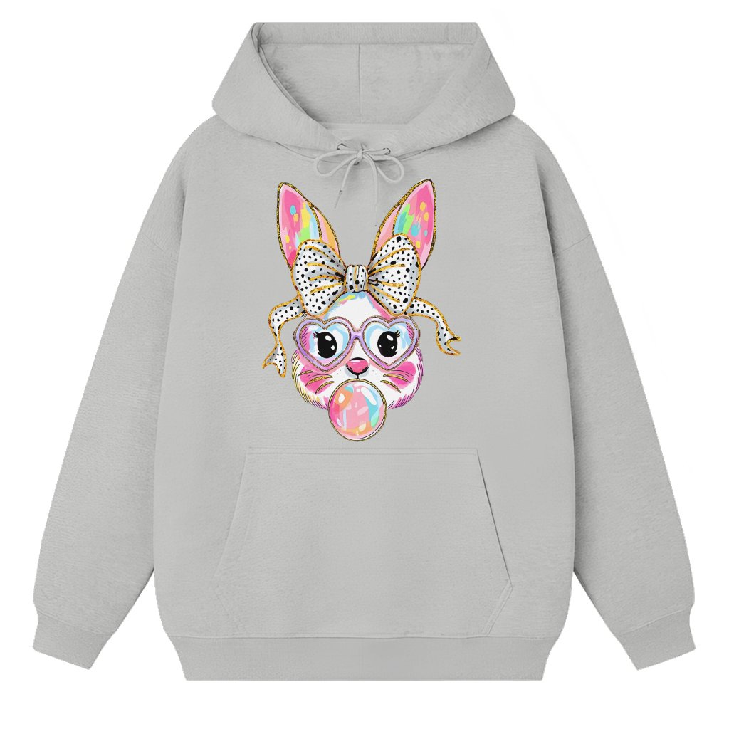 Coquette Easter Bunny Hoodie – Easter Gift for Her Cute Bow - front view
