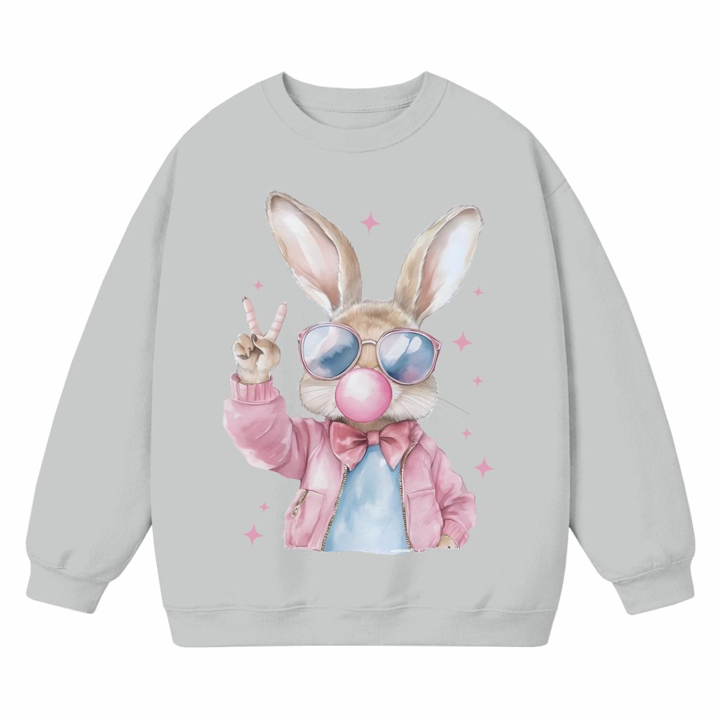 Easter Bunny Blowing Bubble Sweatshirt – Easter Day Gift Funny Coquette Retro - front view