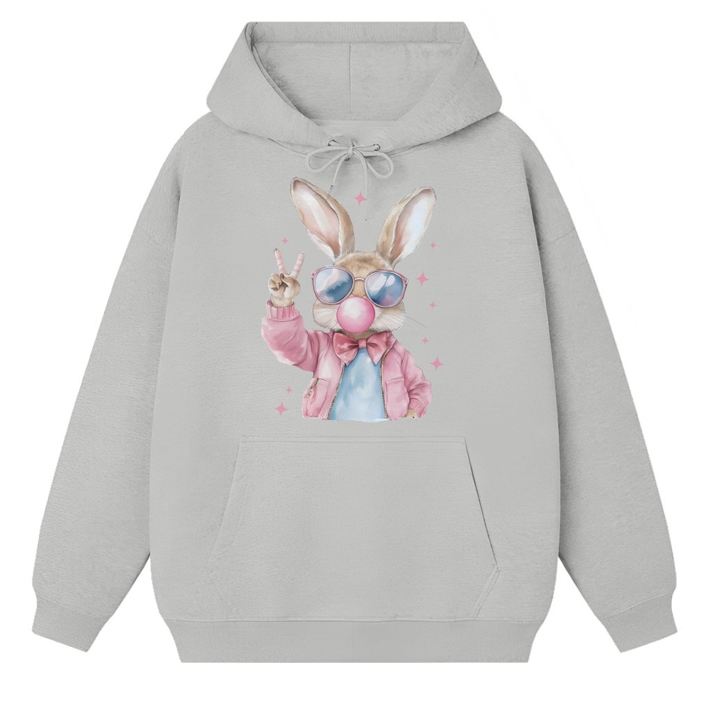 Funny Retro Easter Bunny Blowing Bubble Hoodie – Easter Gift Vintage - front view