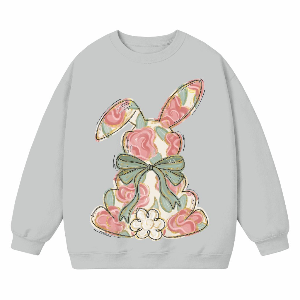 Coquette Floral Bow Bunny Sweatshirt – Easter Gift for Women - front view