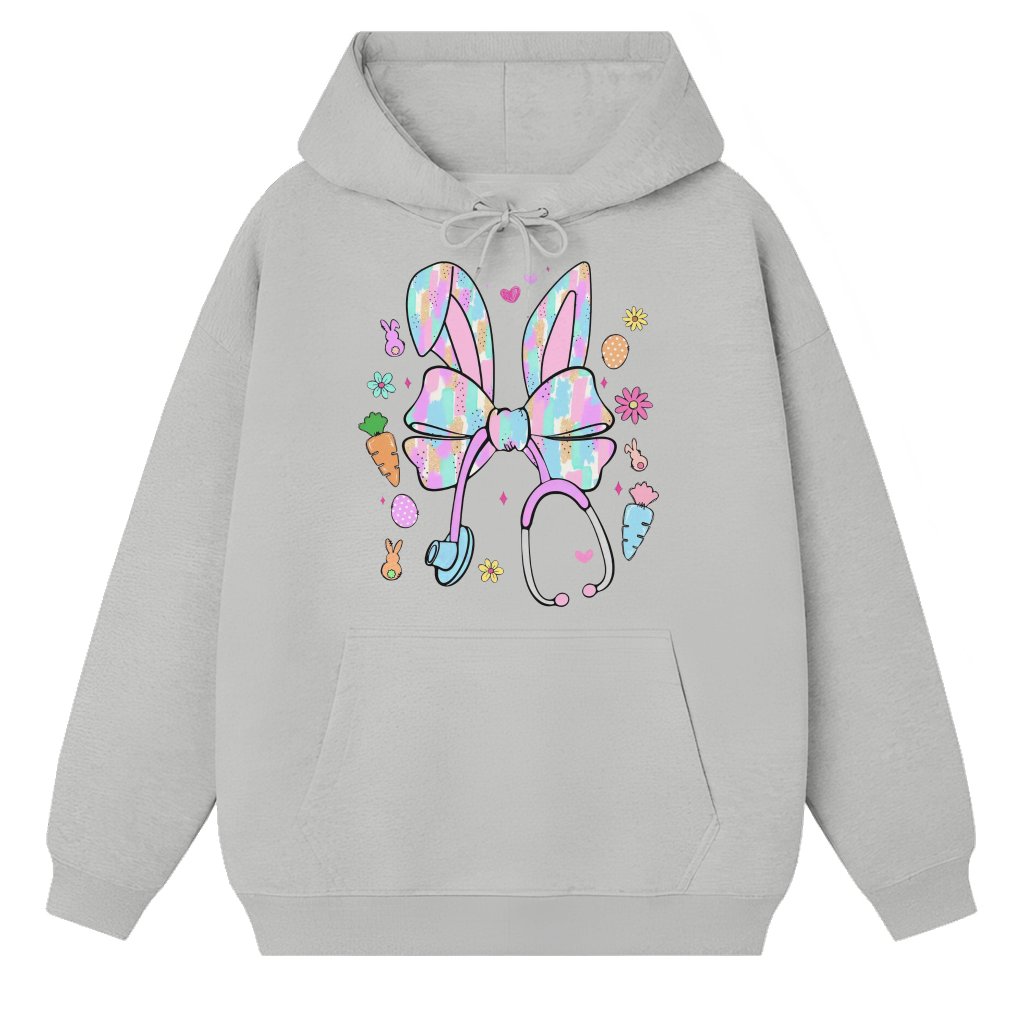 Easter Bunny Nurse Coquette Hoodie – Easter Gift for Nurse Retro - front view