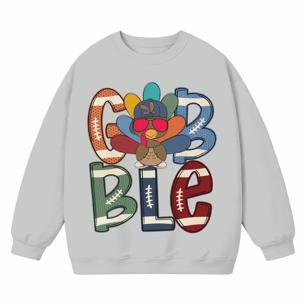 Gobble Turkey Hat Sweatshirt – Thanksgiving Gift for Boys Funny - front view
