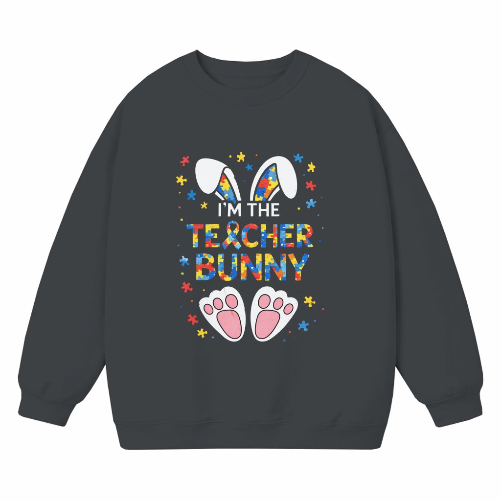 Bunny Ear Graphic Sweatshirt – Easter Gift for Teacher - front view