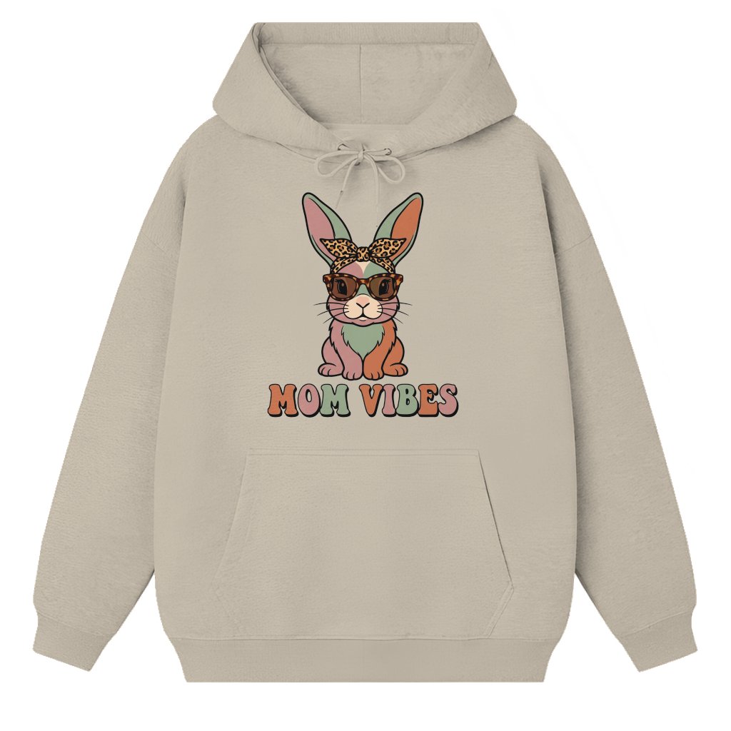 90s Mom Vibes Hoodie – Mother's Day Gift for Mama Bunny Leopard - front view