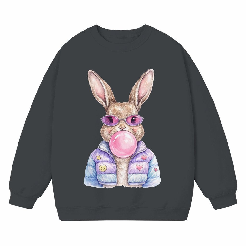 Pink Sunglass Bubble Gum Bunny Sweatshirt – Easter Gift for Women Funny - front view