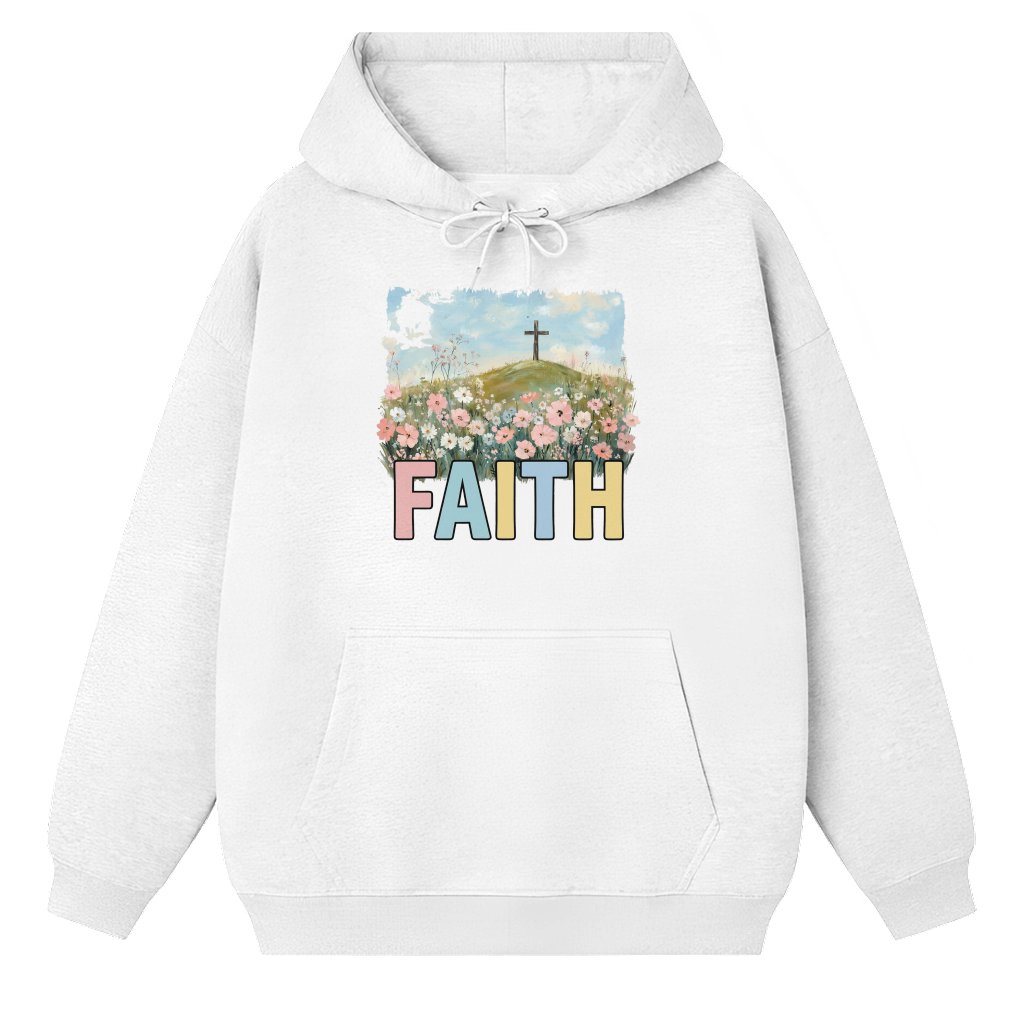 Christian Faith Jesus Flower Garden Hoodie – Easter Gift for Women - front view