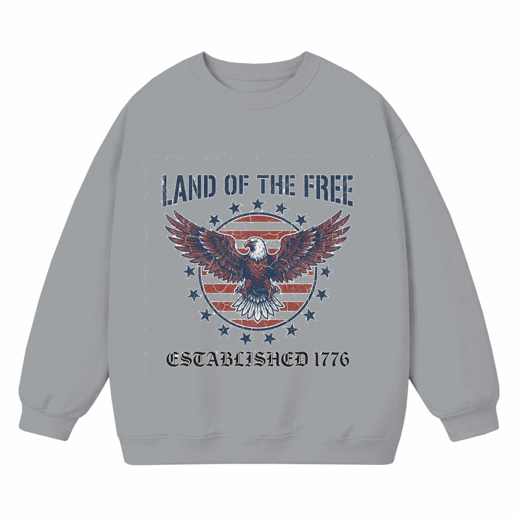 Land of the Free USA Flag Sweatshirt – Independence Day Gift Patriotic Eagle Retro - front view