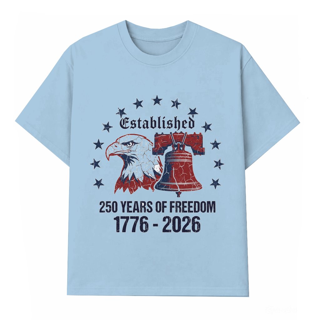 USA Established 1776 T-shirt – Patriotic 4th of July 250th Anniversary Gift Eagle Bell - front view