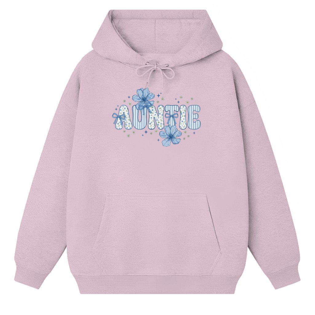 Floral Blue Striped Hoodie – Mother's Day Gift for Auntie Nana - front view