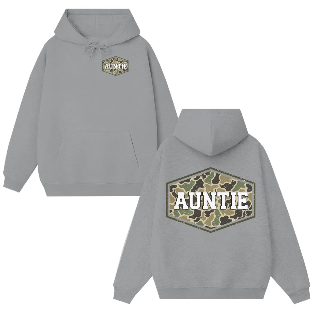 Camo Auntie Hoodie – Mother's Day Birthday Gift for Aunt Camouflage - front view