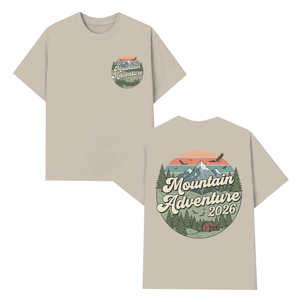 Vintage Mountain Adventure 2026 T-Shirt - Funny Birthday Gift for Mountain Hiking Lovers - front view